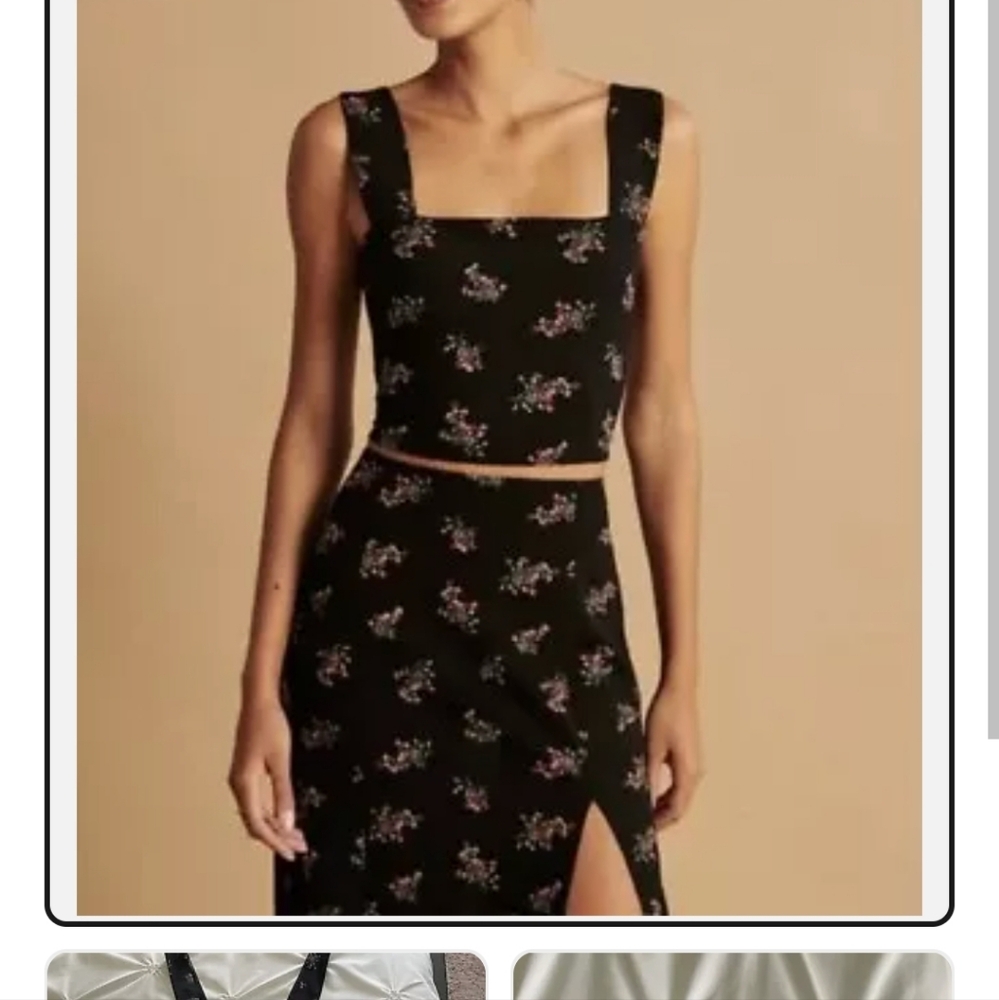 Abercrombie & Fitch Black Floral A-Line Skirt